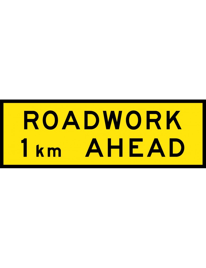 Boxed Edge Sign - Roadwork 1km Ahead