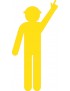 Yellow Cutout Safety Construction Worker Pointing Up