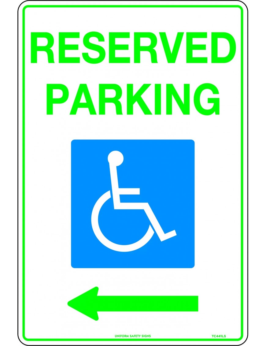 Parking Sign - Reserved Parking Disabled Picto And Left Arrow  Metal