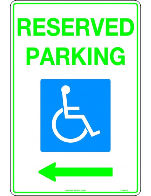 Parking Sign - Reserved Parking Disabled Picto And Left Arrow  Metal