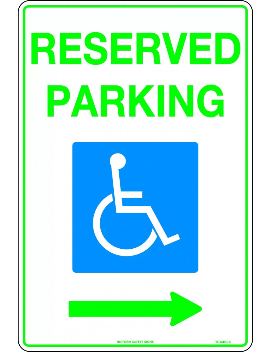 Parking Sign - Reserved Parking Disabled Picto And Right Arrow  Metal