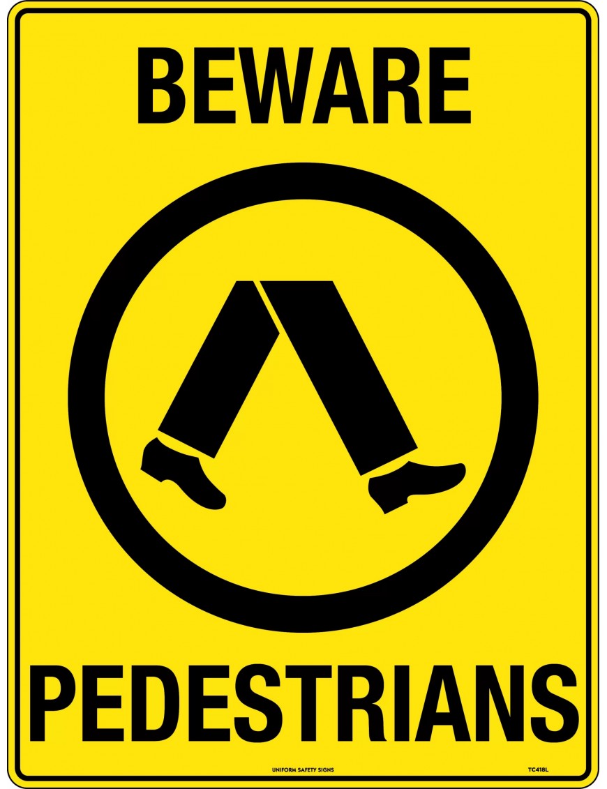 Parking Sign - Beware Pedestrians Metal