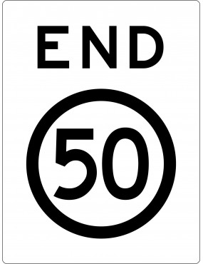 Speed Limit Sign - End 50km  Class 1 Aluminium