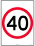 Speed Limit Sign - 40km Speed In Roundel  Poly