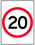 Speed Limit Sign - 20km Speed In Roundel  Class 1 Aluminium