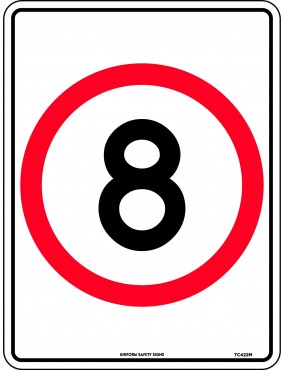 Speed Limit Sign - 8km Speed in Roundel  Metal