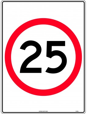 Speed Limit Sign - 25km Speed in Roundel  Class 1 Aluminium