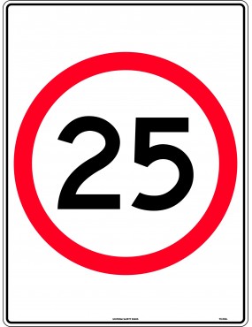 Speed Limit Sign - 25km Speed in Roundel  Metal