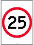 Speed Limit Sign - 25km Speed in Roundel  Poly
