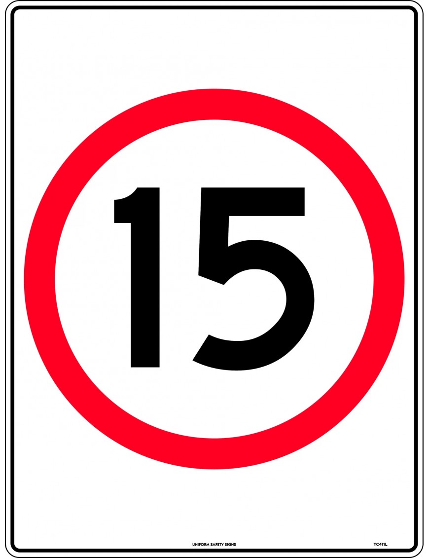 Speed Limit Sign - 15km Speed In Roundel  Metal