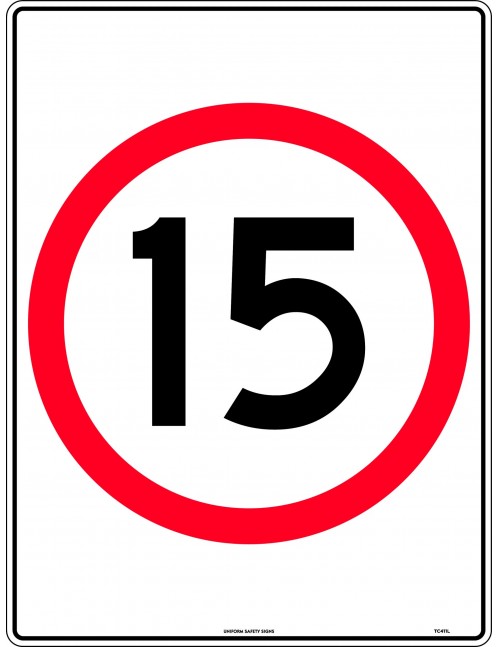 Speed Limit Sign - 15km Speed In Roundel  Metal