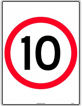 Speed Limit Sign - 10km Speed in Roundel Class 1 Aluminium