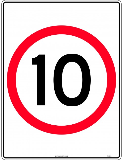 Speed Limit Sign - 10km Speed in Roundel Class 1 Aluminium