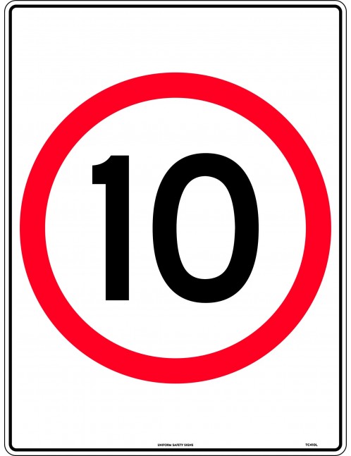 Speed Limit Sign - 10km Speed in Roundel  Class 2 Aluminium