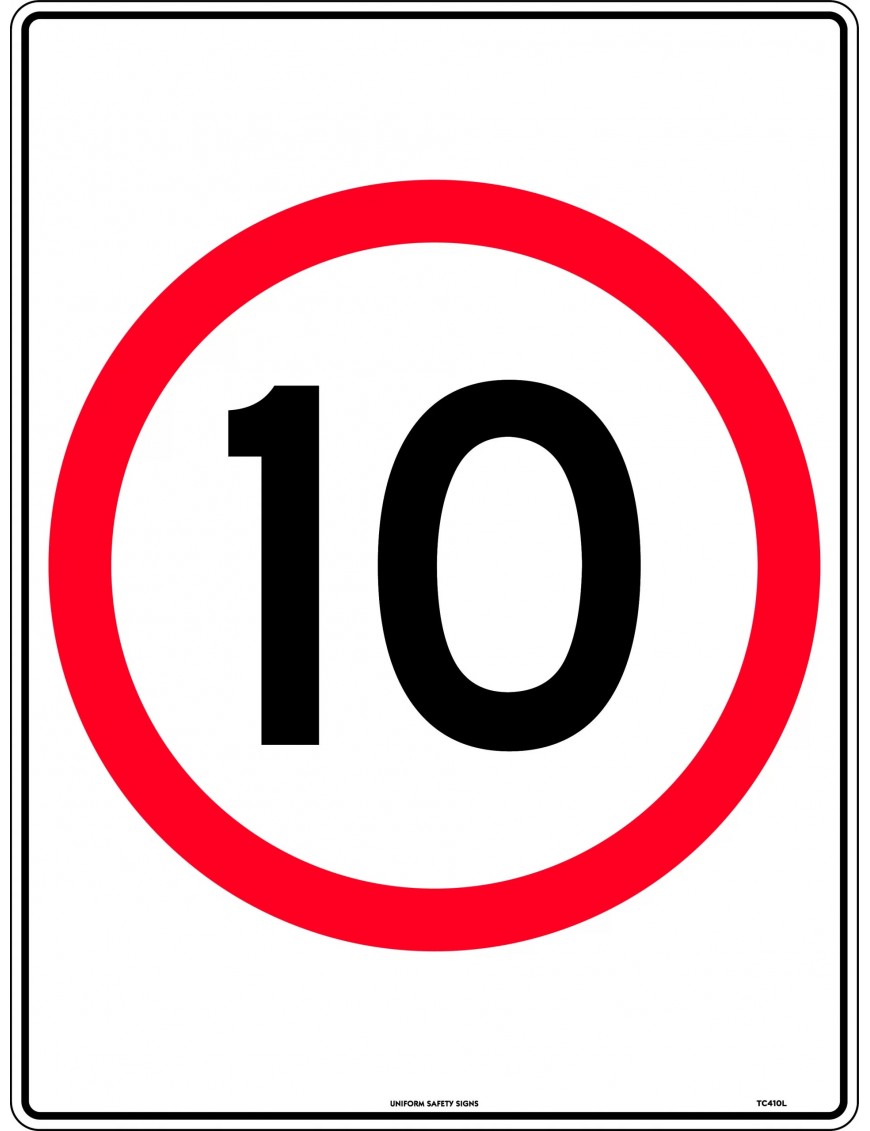 Speed Limit Sign - 10km Speed in Roundel  Poly