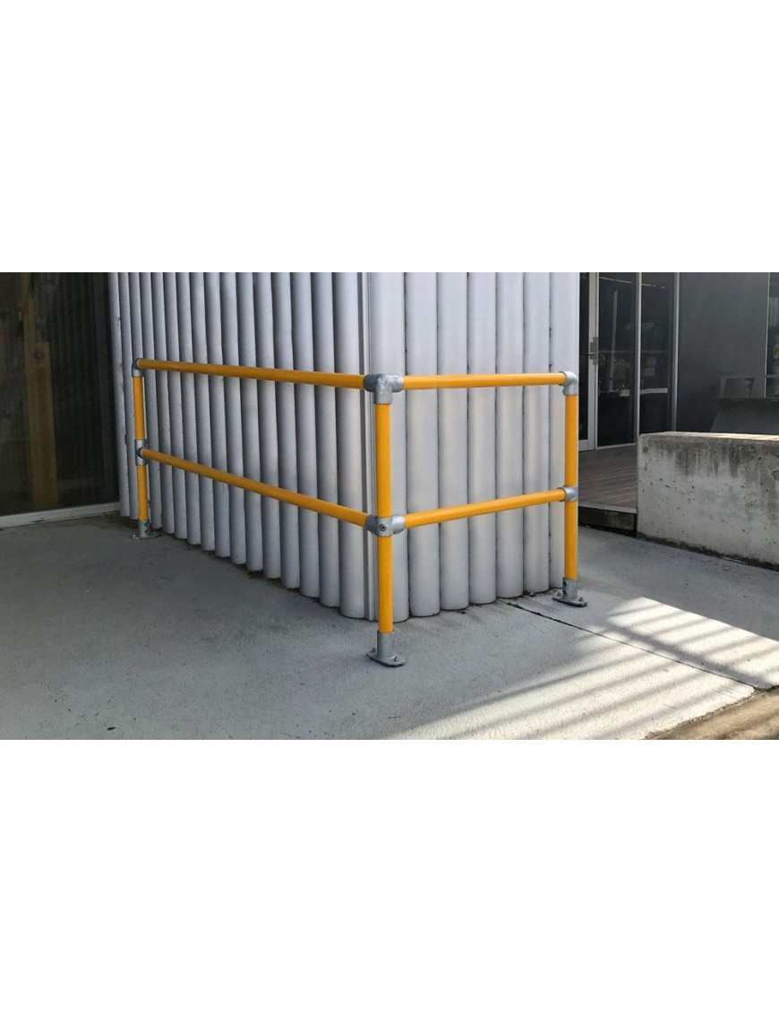 NoWeld Modular Handrail 2.75 x 1275mm Below Ground Post, Galvanised and Powder Coated Yellow