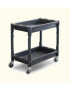 Utility Cart - 2 Level Service Cart - Plastic with Castors and Handle - Black