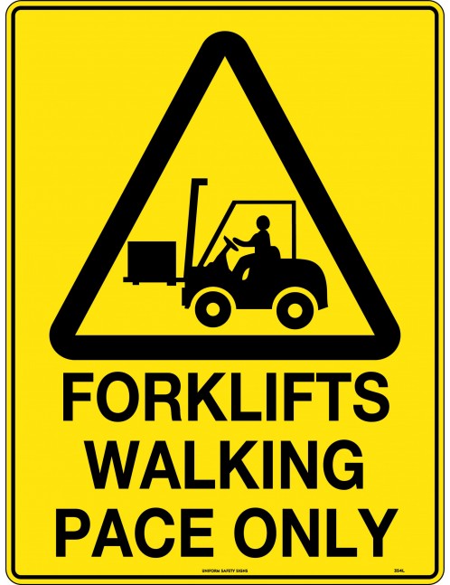 Caution Sign - Forklifts Walking Pace Only  Metal