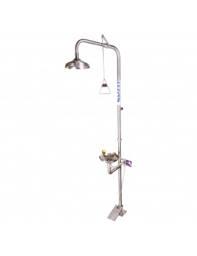 Combination 316SS Shower And Eye Wash With Bowl & Foot Treadle