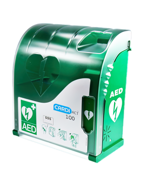 CARDIACT Green Outdoor Connected AED Cabinet 42 x 38 x 15cm