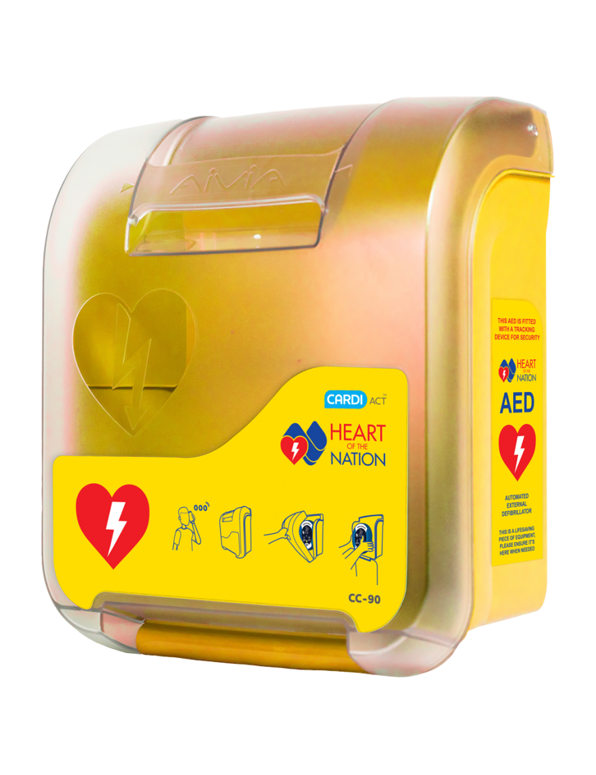 CARDIACT Alarmed AED Cabinet ‘Heart of the Nation’ (Yellow) 41 x 33 x 19cm