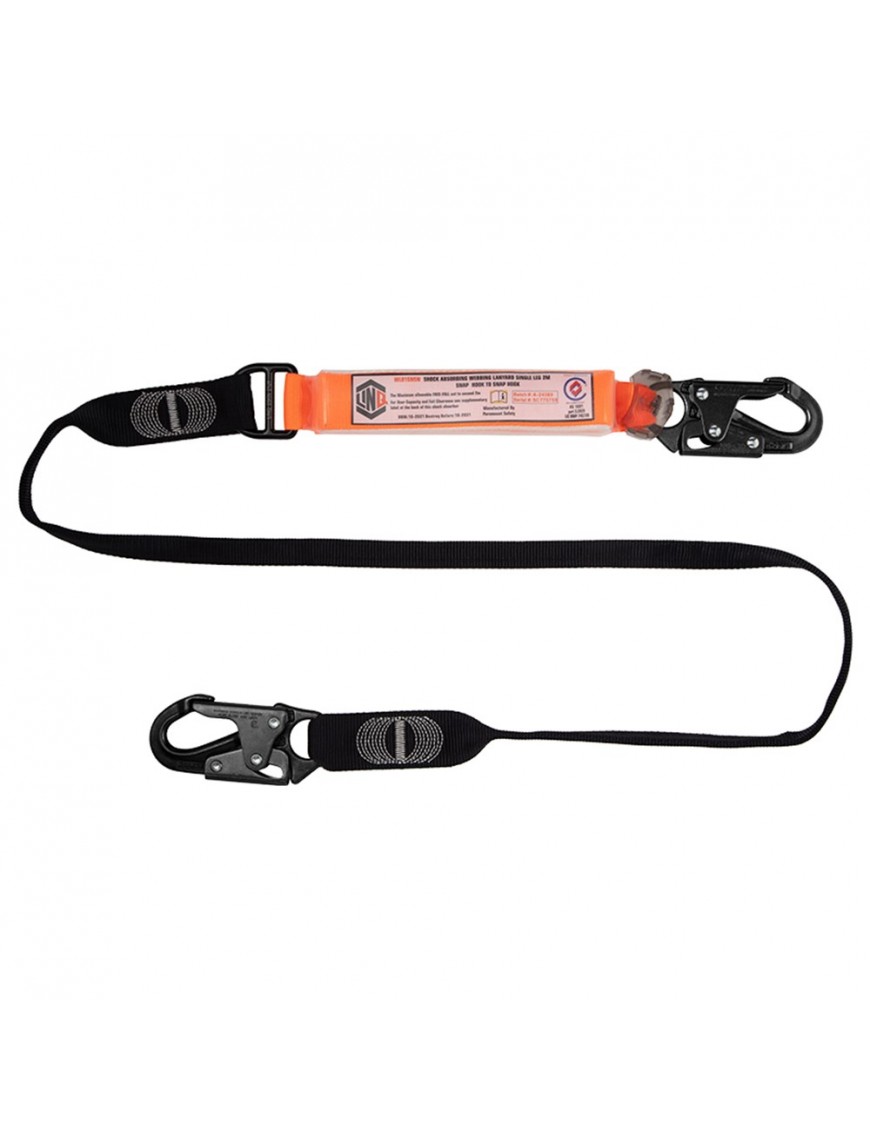 Elite Single Leg Shock Absorbing Webbing Lanyard With Hardware SN X2